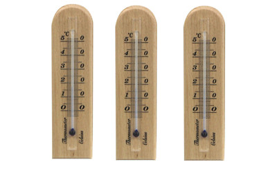3-er Set analog Zimmerthermometer Außen Innen Thermometer Holzthermometer MD11