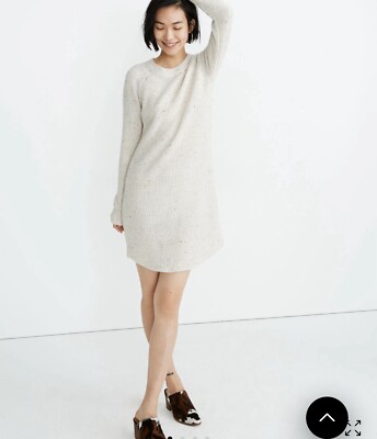 Madewell Dress Women's XXS Beige Knit Sweater Curved Hem Knit