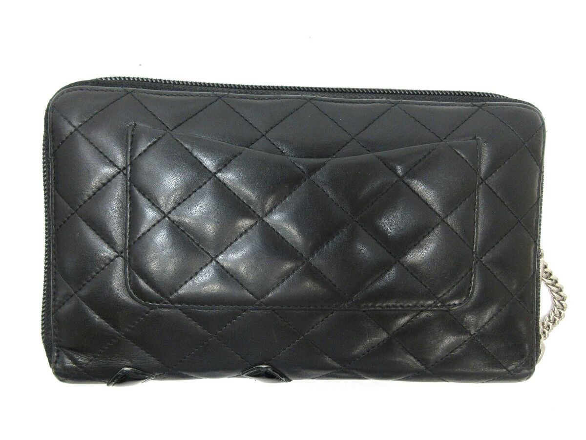 *25A限定♡希少*【CHANEL】レギンスCCロゴ Authentic CHANEL Cambon Line Zip Around Long Wallet Black