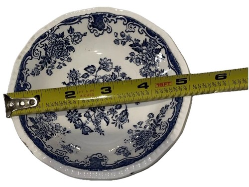 Kensington Balmoral 1801 Staffordshire Ironstone Blue+White Berry Bowl 5”D. EUC - Picture 7 of 9