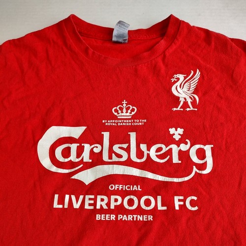 Liverpool FC Shirt Mens 2XL Red Carlsberg Official Beer Never Walk Alone Gildan