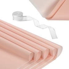 20 Sheets Flower Wrapping Paper with Ribbon 22.8" x 22.8" Light Pink/White