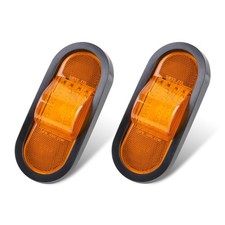 2Pcs 6.5 Inch Oval LED Side Marker Lights and Mid Ship Turn Signal Amber w/Re...