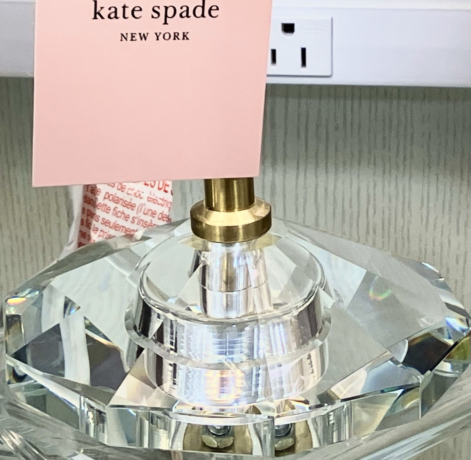 KATE SPADE GLASS Crystal Flower Petal Lamp With Flower Petal Base And Topper NEW thumbnail 3