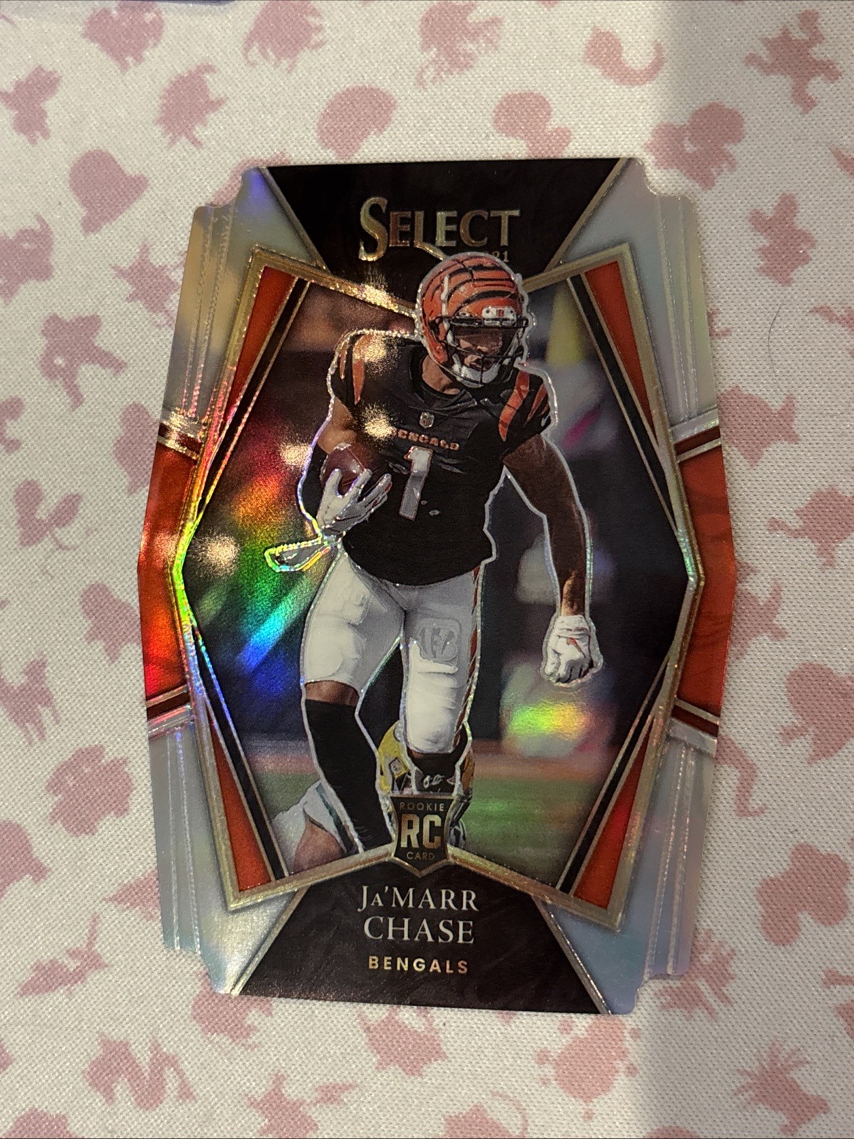 2021 Panini Select - Premier Level Ja'Marr Chase #147 Silver Prizm Die-Cut (RC)