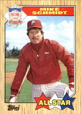 Mike Schmidt 1987 Topps #597 Philadelphia Phillies FREE SHIPPING AutographDen