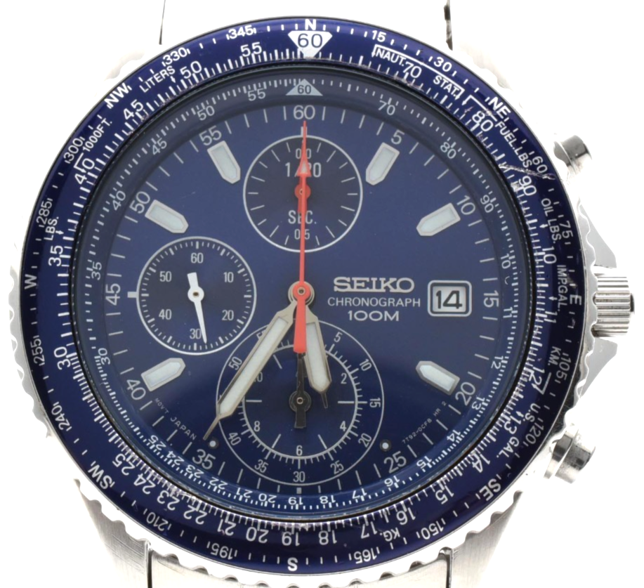 [ Exc+5 ] SEIKO Flight master Chronograph Watch Blue Dial 7T92-0CF0 ...