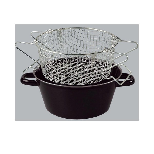 Riess Pommes Frites Pfanne Mit Einsatz 20Cm Schwarz Pommespfanne Induktion-image