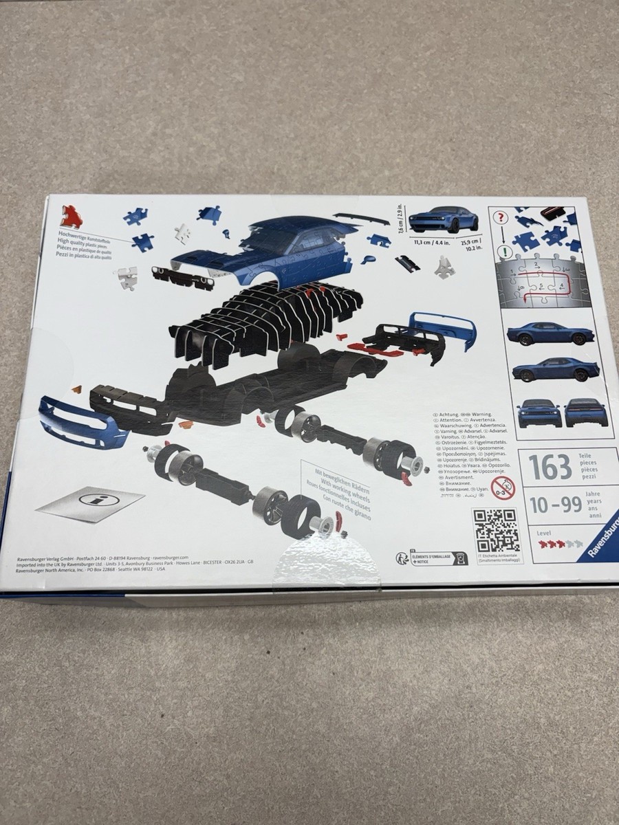 Ravensburger Puzzle 3D Dodge Challenger SRT Hellcat Redeye Widebody – 108 Pièces, Roues Qui Tournent Vraiment !