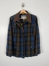 Joules Tweed Field Coat Jacket Size UK 12 Navy Green Wool Check Country Hacking