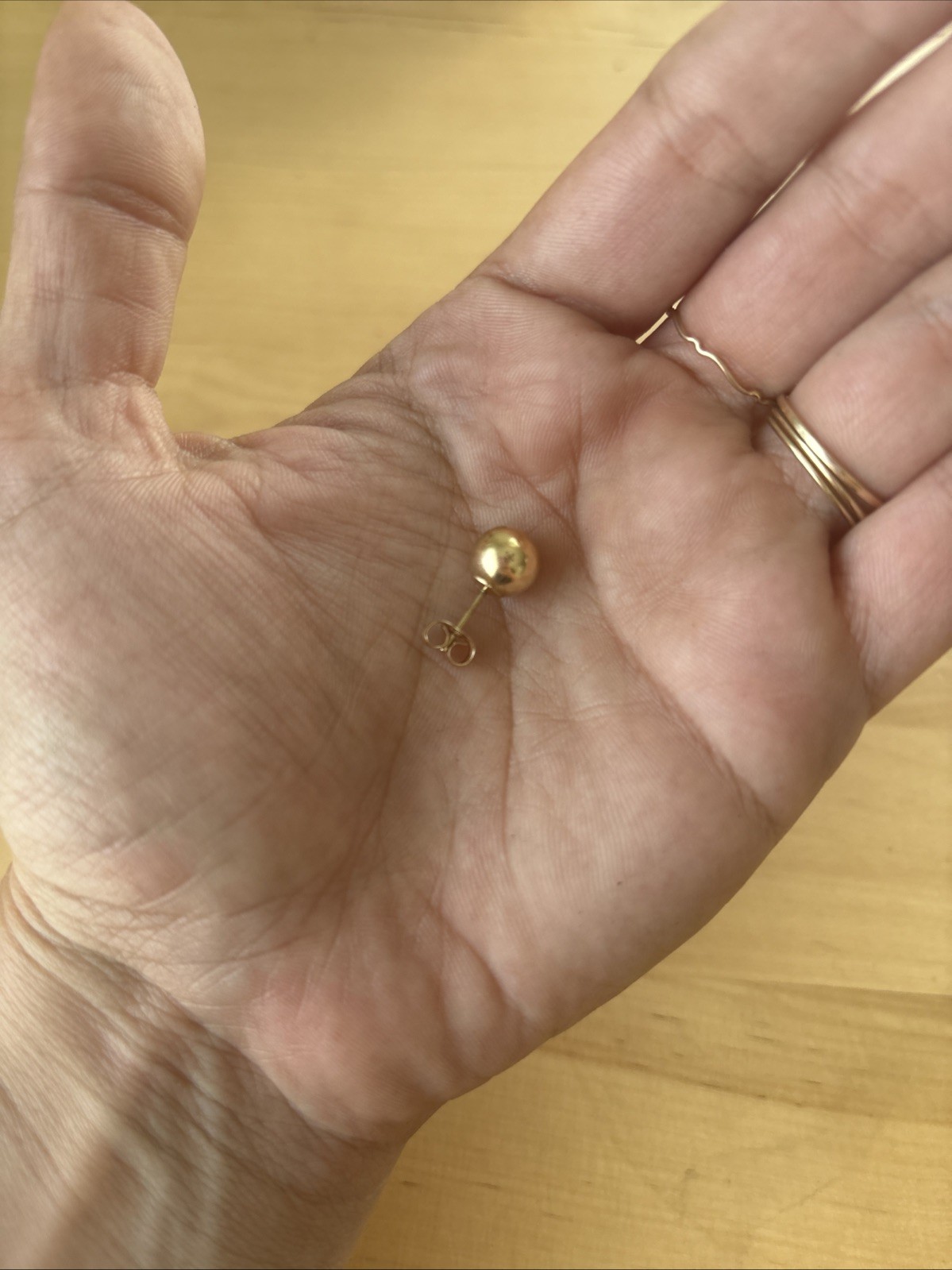 Large Solid 14k Yellow Gold Stud Earring - image 1