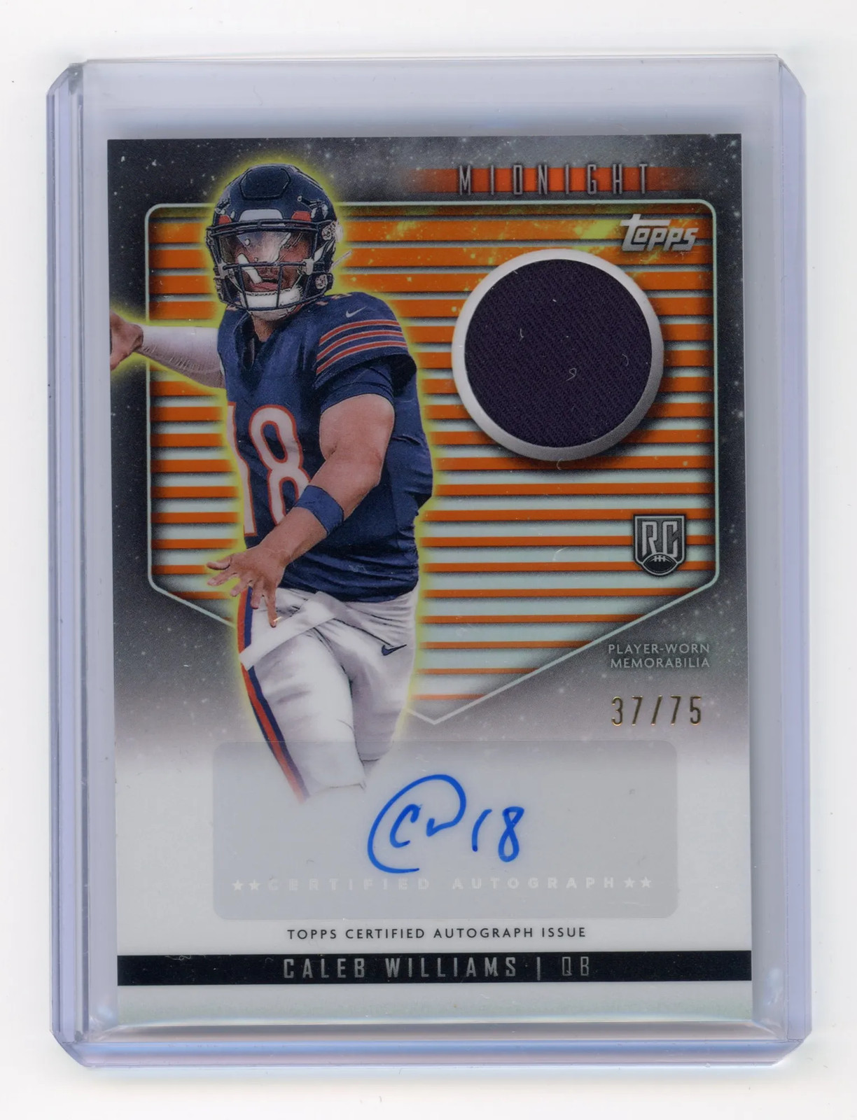 2024 Topps Midnight Caleb Williams Rookie Jersey Autograph Dusk #RJA-CW 37/75 RC