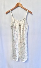 Vintage Gilligan  O'Malley Ivory Floral Nightgown SMALL Lightweight Soft Satin