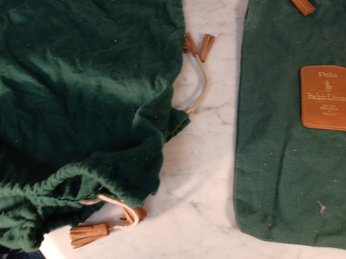 POLO Ralph Lauren Green Drawstring Bag, Shoe Bag Storage Italy England Vintage - Picture 6 of 10