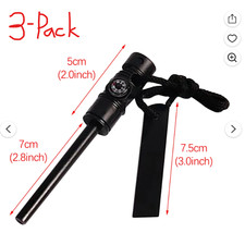 3-Pack CSG Magnesium Fire Starter Kit - Camping Lighter Outdoor