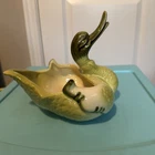 Vintage Hull USA 80 Swan Duck Goose Bird Ceramic Planter Chartreuse Green Yellow