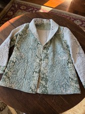 Handmade Upcycled Quilt Jacket  Floral Cream Size 10