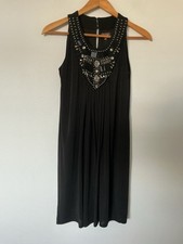 Phase Eight Size 8 Black Sleeveless Evening Dress Beaded Neckline
