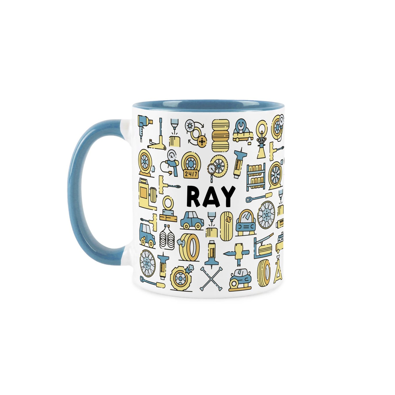 Personalised Tyre Fitter Mug - Novelty Tea/Coffee Turquoise Ceramic Cup Gift