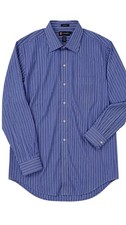 Chaps Mens XL 17 17.5 34/35 Blue White Striped Dress Shirt Easy Care Cotton