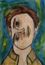 Portrait - Modern Art - Oil Chalk Painting On Paper A4 - Modern Art 