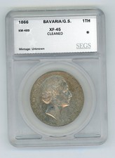 NIEMIECKA BAVARIA STANOWA 1866 TALAR SREBRNA MONETA KM # 489 JAK POKAZANO