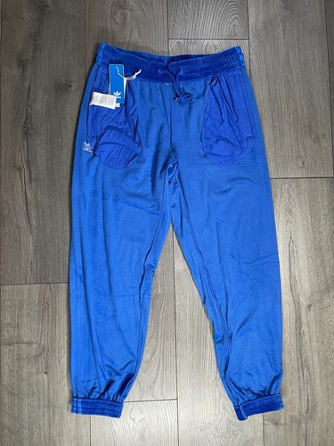 Adidas Originals x Jeremy Scott Velour Cuffed Pants Blue Men’s Size Large New - Picture 3 of 12