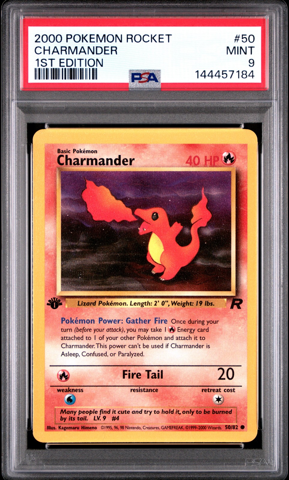 2000 POKEMON ROCKET 1ST ED #50 CHARMANDER PSA 9