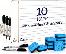 10 Pack Double Sided Whiteboards Lined Dry Erase Board for Kids Ruled Writing...