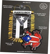 Puerto Rico flags for car Puerto Rican Boricua Coqui Quality Made Sticks to