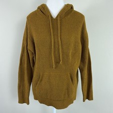 Aerie Waffle Knit Hoodie in Mustard Yellow Size Medium