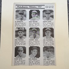 Philadelphia A's Sam Chapman Bob Johnson Connie Mack 1941 Annual Baseball 5X8
