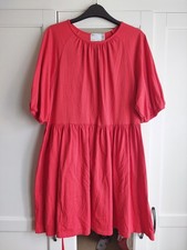 Ladies Red Tea Dress Elasticated Waist Asos Size 12