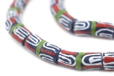 Ahwerase Tribal Krobo Beads 11mm Ghana African Multicolor Cylinder Glass