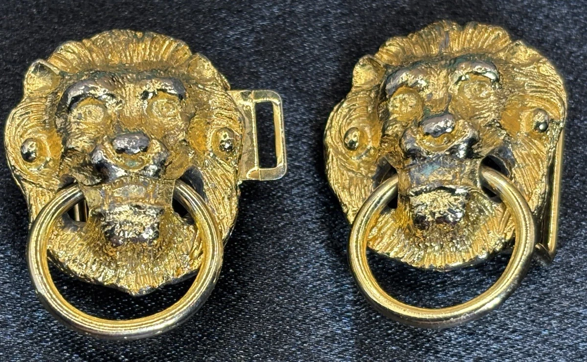 Vintage Lion Head Triple Chain Belt Rhinestone Doorknocker Gold Tone Similar Items to Vintage Anne Klein Goldtone Stretchy Metal  main image 4