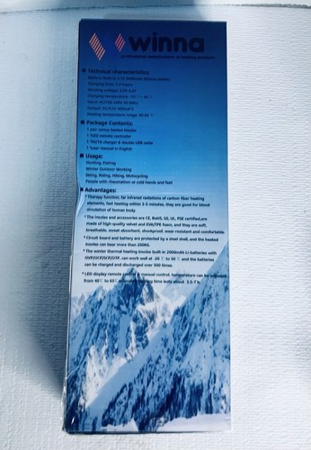 Winna Heated Insoles Rechargeable W/ Wireless Remote Small M3.5-7.5 W5-9 (TS2) - Picture 2 of 3