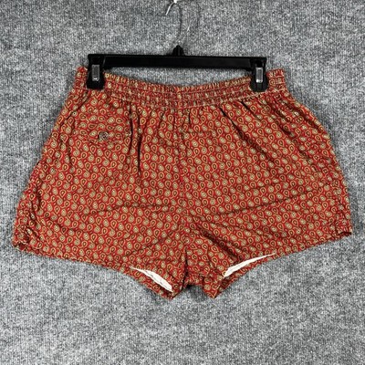 VINTAGE 50s 60s Swim Trunks Shorts Mens 32 Paisley 100% Cotton Beach Red