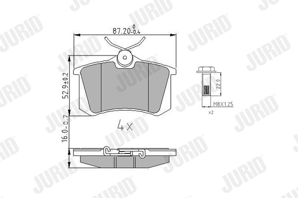 Rear JURID 573847J Brake Pad Set, disc brake for AUDI,CITROËN,PEUGEOT,RENAULT,SE