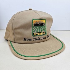 Vintage USA MADE Hughes Hybrids Farm Trucker Hat Snapback Dad Cap