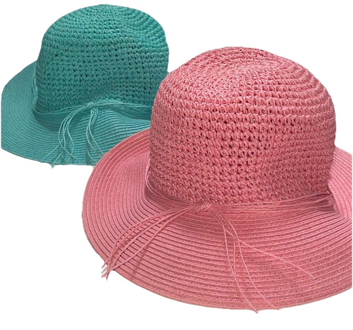 BLOOMINGDALE’S Pink And Blue Straw Hats