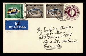 DR WHO 1970 GUYANA UPRATED STATIONERY METENMEERZDAG AIRMAIL TO CANADA R59795