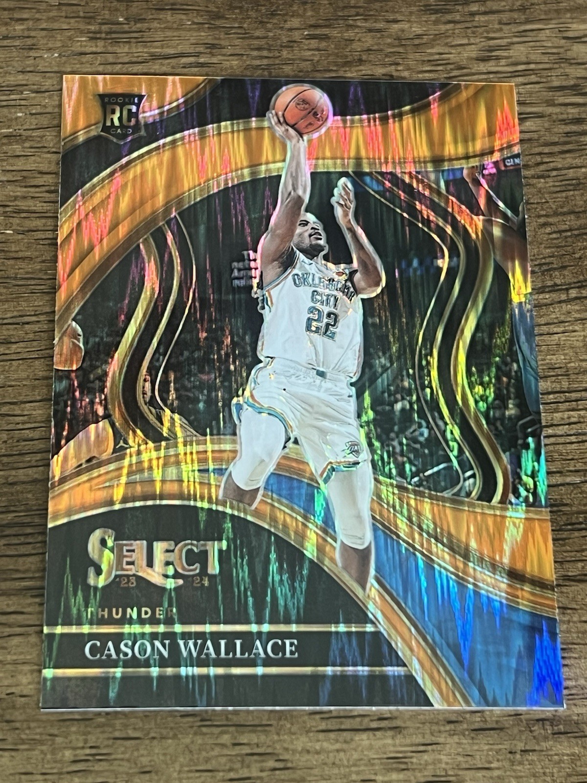 2023-24 Panini Select Cason Wallace RC Orange Flash Prizm Courtside #298 Thunder