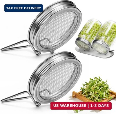 Palksky Sprouting Lids for Wide Mouth Mason Jars, 2Pack Reusable Stainless Steel