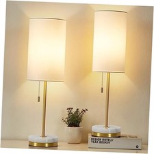Desk Lamp  Table Lamp Set of 2, Bedside Lamps for Night Stands - Gold, White