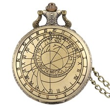 Pocket Watch Line Pattern Design Arabic Numerals Quartz with Chain Birthday Gift