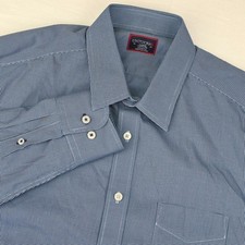 UNTUCKit Button Down Shirt Mens Large Blue Micro Check Wrinkle Free Long Sleeve