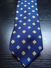 Brooks Brothers Makers Merchants Silk Tie Navy Blue Gold Blue Foulard...