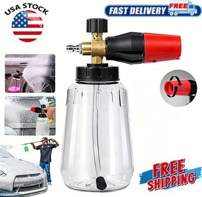 #ad Pressure Washer Foam Cannon Adjustable Car Wash Foam Nozzle with Large Bottle $17.29