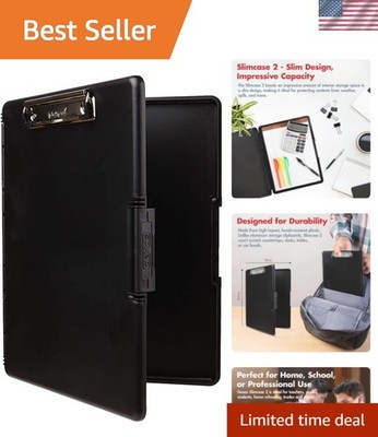 Slimcase 2 Plastic Clipboard with Storage and Side Opening, Black, Office Sup...