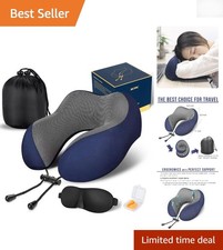 Ultimate Travel Neck Pillow Kit: Machine Washable, Eye Masks  Earplugs Included